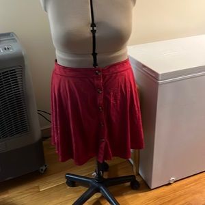 Velvet button front skirt